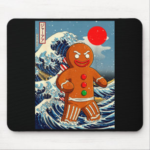 Mousepad Gingerbread-zilla Arte Japonês Vintage Engraçado N
