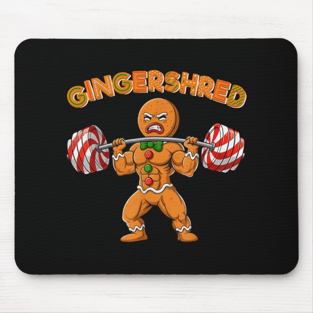 Mousepad Gingershred Bodybuilder Funny Gingerbread Man Weig (Frente)