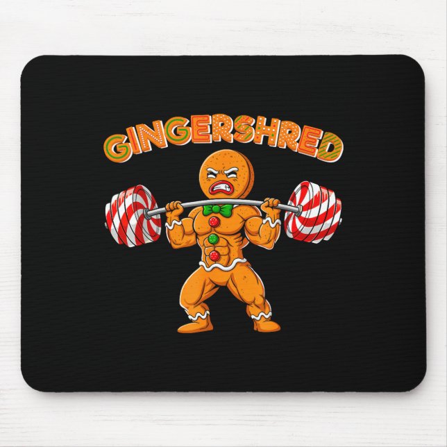 Mousepad Gingershred Christmas Gingerbread Man Gym Bodybuil (Frente)