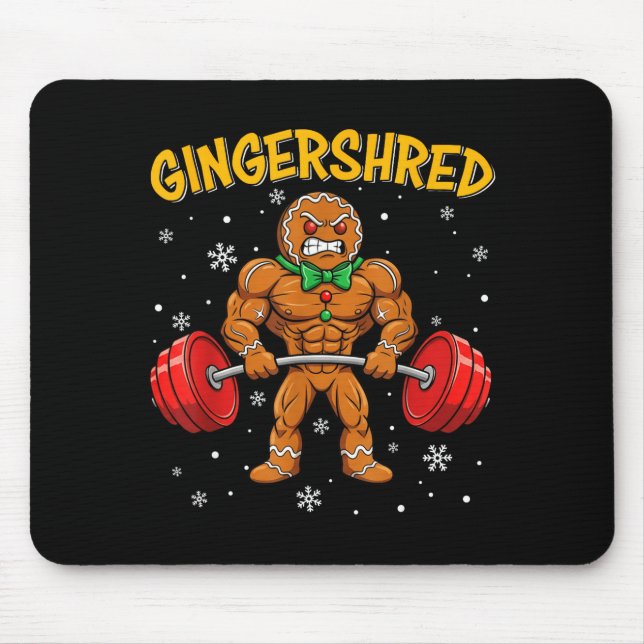 Mousepad Gingershred Funny Gingerbread Man Gym Bodybuilding (Frente)
