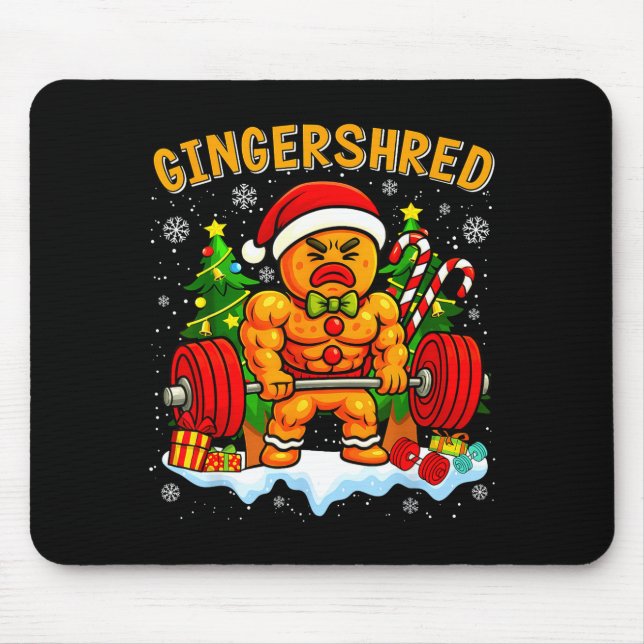 Mousepad Gingershred Funny Gingerbread Man Gym Bodybuilding (Frente)