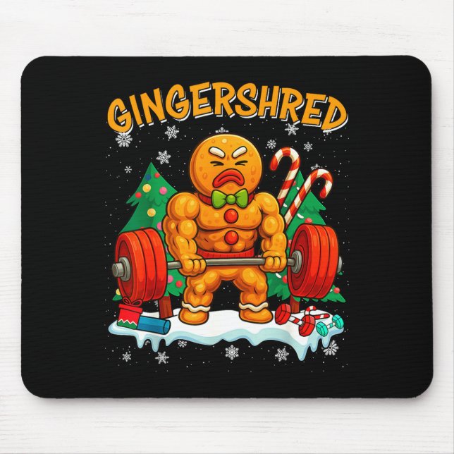 Mousepad Gingershred Funny Gingerbread Man Gym Bodybuilding (Frente)