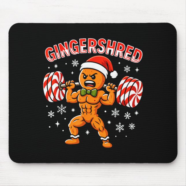 Mousepad Gingershred Funny Gingerbread Man Gym Bodybuilding (Frente)
