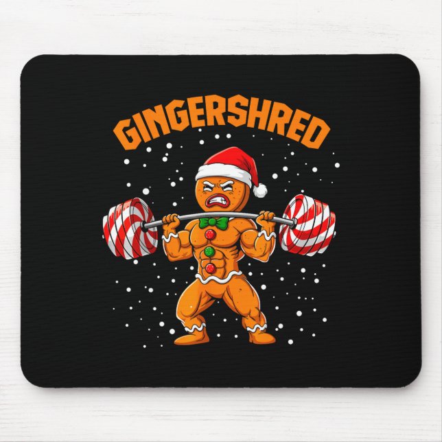 Mousepad Gingershred Funny Gingerbread Man Gym Bodybuilding (Frente)