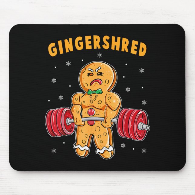 Mousepad Gingershred Funny Gingerbread Man Gym Bodybuilding (Frente)