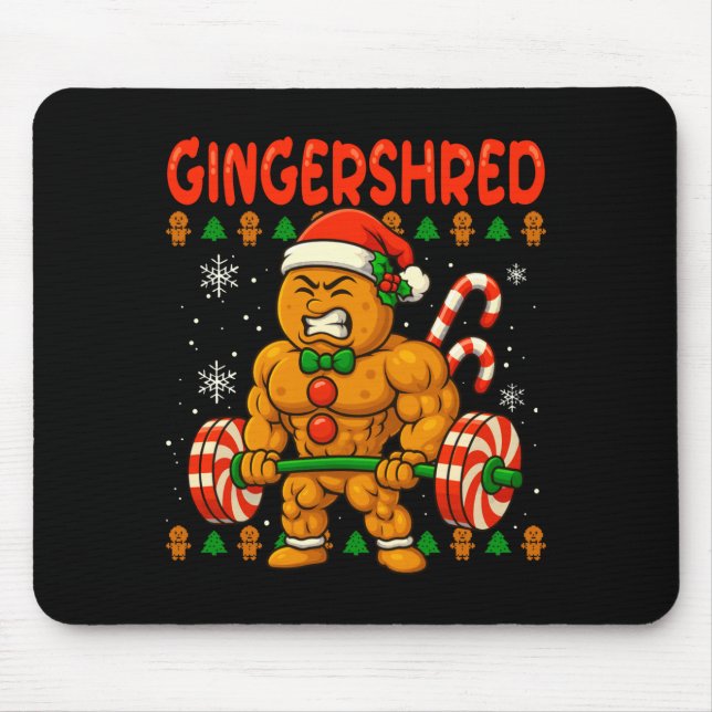 Mousepad Gingershred Gingerbread Lifting Funny Christmas Gy (Frente)