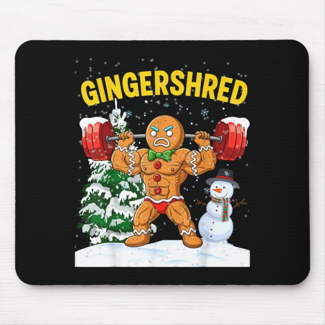 Mousepad Gingershred Gingerbread Man Bodybuilding Christmas (Frente)