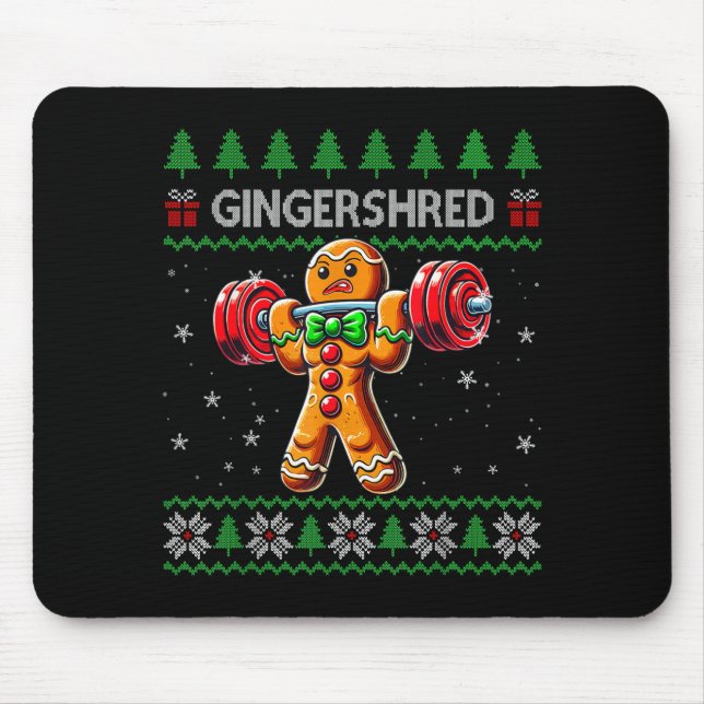 Mousepad Gingershred Gym Christmas Ugly Sweater Gingerbread (Frente)