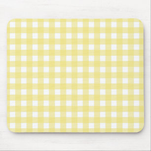 Mousepad Gingham amarelo pálido e branco