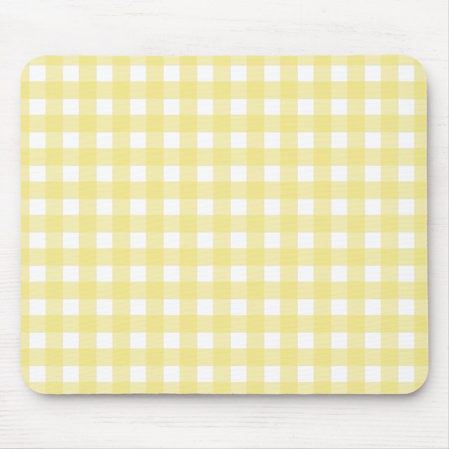Mousepad Gingham amarelo pálido e branco (Frente)