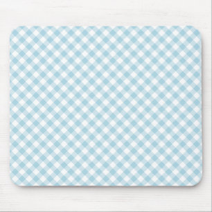 Mousepad Gingham de Diagonal Branco Azul Pálido Claro Paste