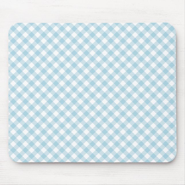 Mousepad Gingham de Diagonal Branco Azul Pálido Claro Paste (Frente)