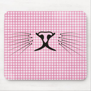 Mousepad Gingham de Gingham Branco e Rosa