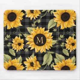 Mousepad Gingham Sunflower Pattern