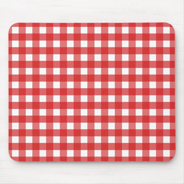 Mousepad Gingham vermelho e branco (Frente)