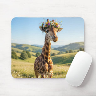 Mousepad Girafa com Coroa Floral