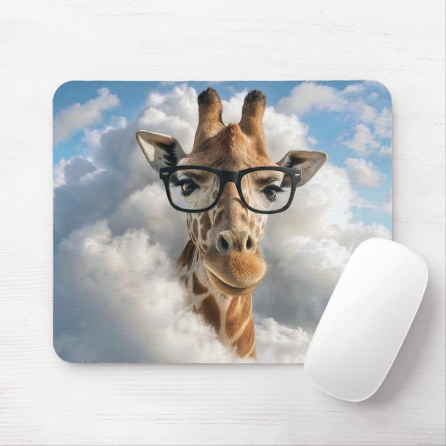 Mousepad Girafa com Óculos em Nuvem (Com mouse)