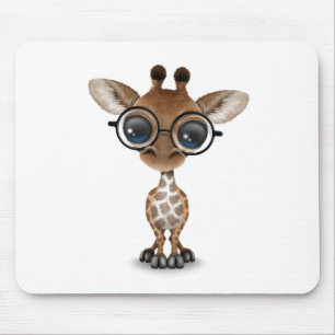 Mousepad Girafa curioso bonito do bebê que veste vidros