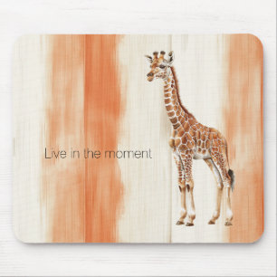 Mousepad Girafa de Listras Laranja Pêssego Creme Safari Ani
