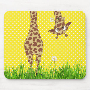 Mousepad Girafa em Bolinhas com margarida