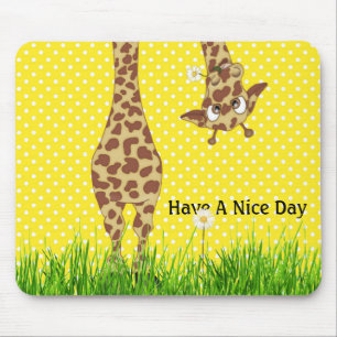 Mousepad Girafa em Bolinhas com margarida