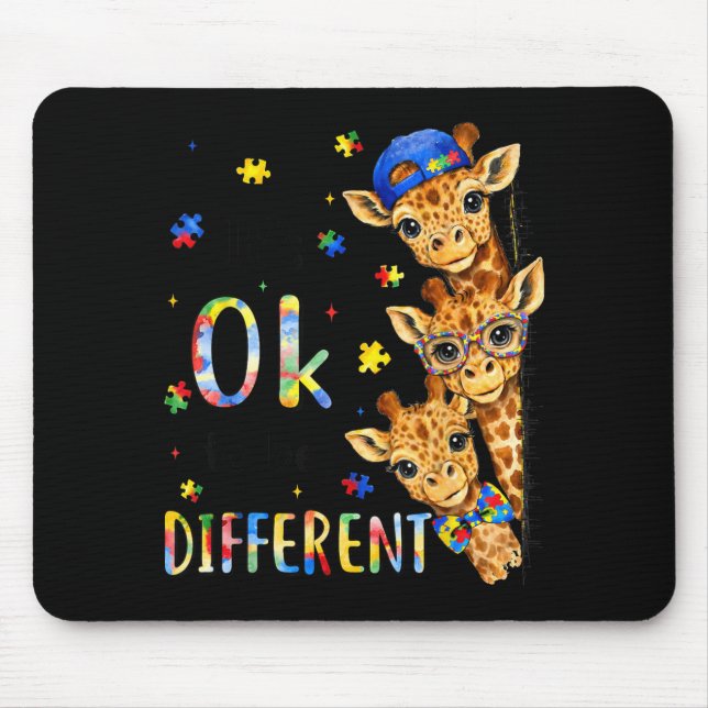 Mousepad Girafa Fofa de Conscientização do Autismo para Ser (Frente)
