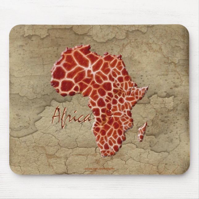 Mousepad Girafa Localiza Mapa da Vida Selvagem da ÁFRICA (Frente)