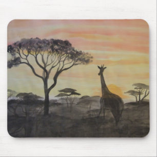 Mousepad Girafa no por do sol africano