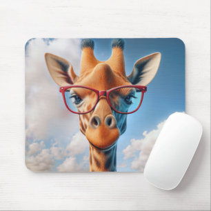 Mousepad Girafa Vestindo óculos vermelhos