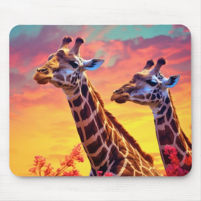 Mousepad Giraffe Animal Wilderness Impressão (Frente)