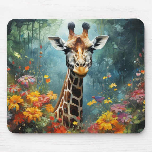 Mousepad Giraffe Animal Wilderness Impressão (Frente)