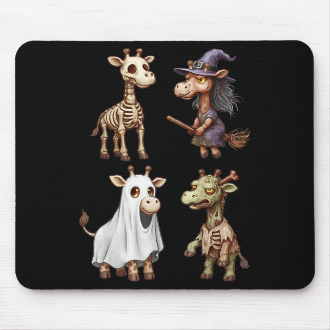 Mousepad Giraffe Boo Zombie Bruxas do Dia das Bruxas (Frente)