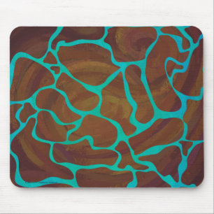 Mousepad Giraffe Brown and Teal Print
