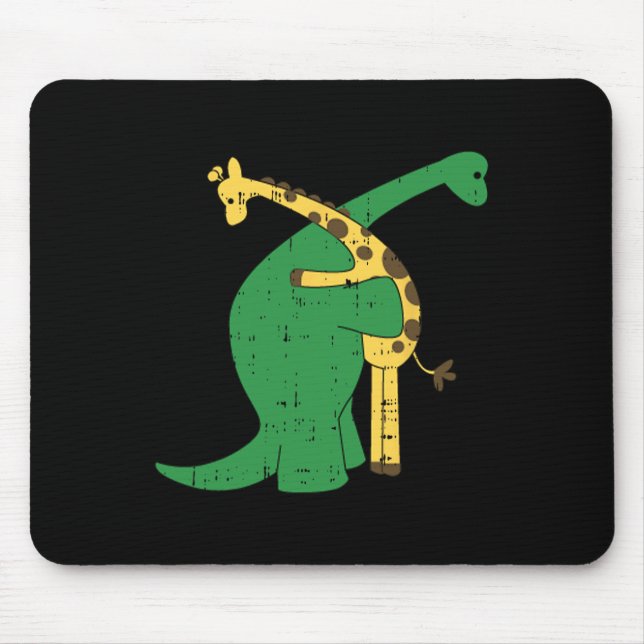 Mousepad Giraffe Dinosaur Hug Love Dino Animais Safari Hall (Frente)