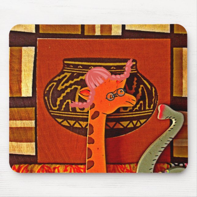 Mousepad Giraffe Hat Art Impressão (Frente)