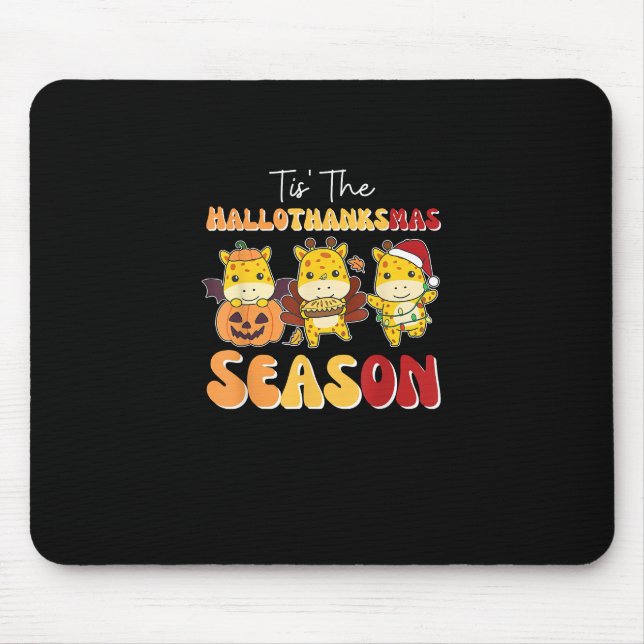 Mousepad Giraffe Natal Halloween É A Hallothanksmas (Frente)