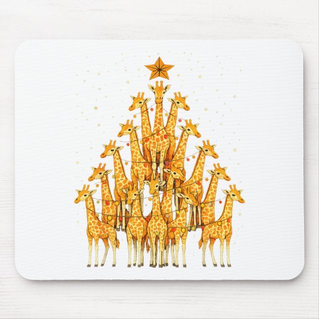 Mousepad Giraffes Forming Christmas Tree Lights Star Safari (Frente)