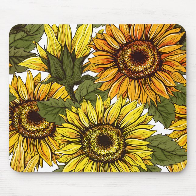 Mousepad Girassóis Amarelos Laranja Rústicos Vintage (Frente)