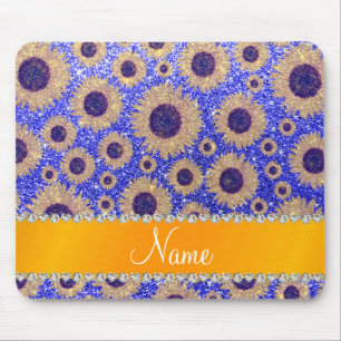 Mousepad Girassóis azuis de néon conhecidos personalizado