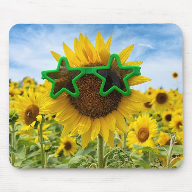 Mousepad Girassóis Com Óculos De Sol De Estrela (Frente)