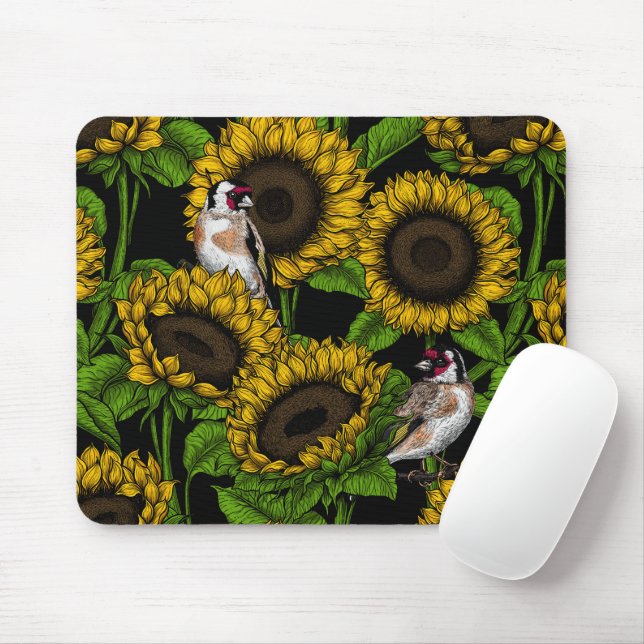 Mousepad Girassóis e coxas douradas a preto (Com mouse)