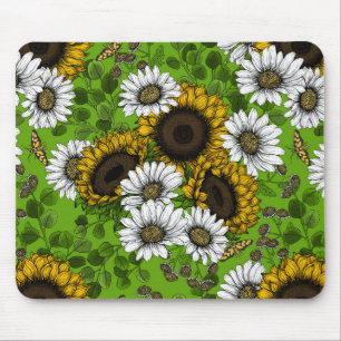 Mousepad Girassóis e margaridas, jardim de verão