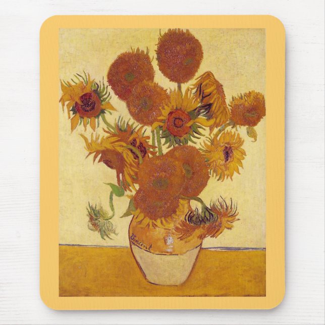 Mousepad Girassóis em um vaso (F454) Van Gogh Fine Art (Frente)