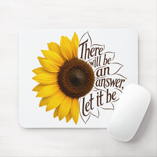 Mousepad Girassol Amarelo Com Citação Inspiradora (Com mouse)