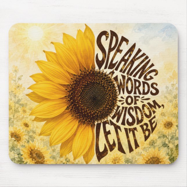 Mousepad Girassol Amarelo com Citação Inspiradora (Frente)