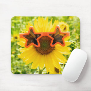 Mousepad Girassol Amarelo com óculos de sol