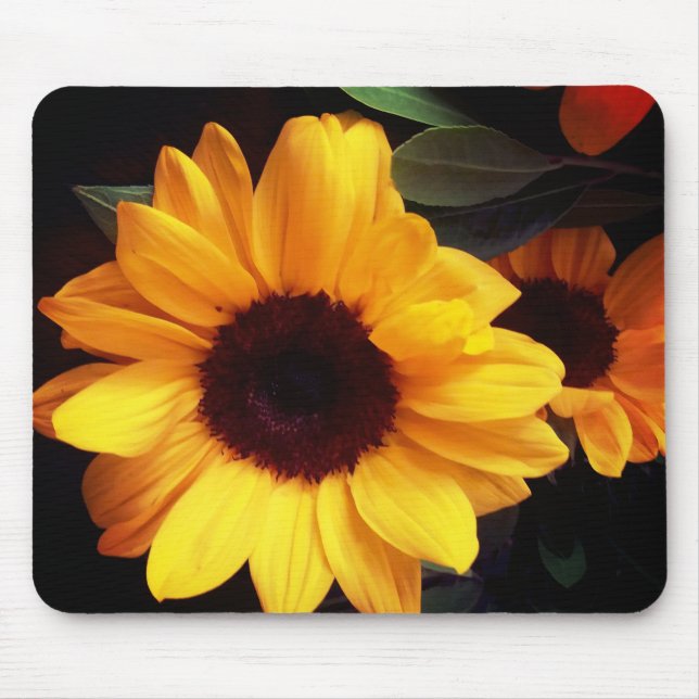 Mousepad Girassol, amarelo de verão, flor de jardim (Frente)