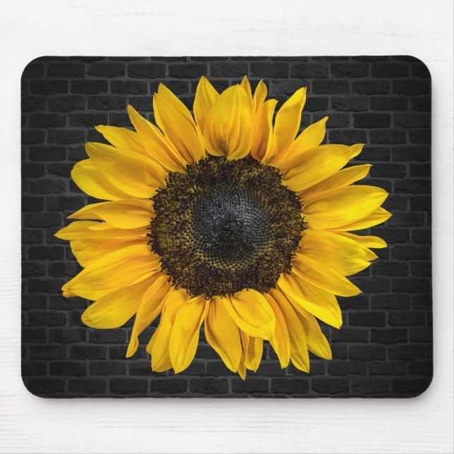 Mousepad girassol amarelo no tijolo (Frente)