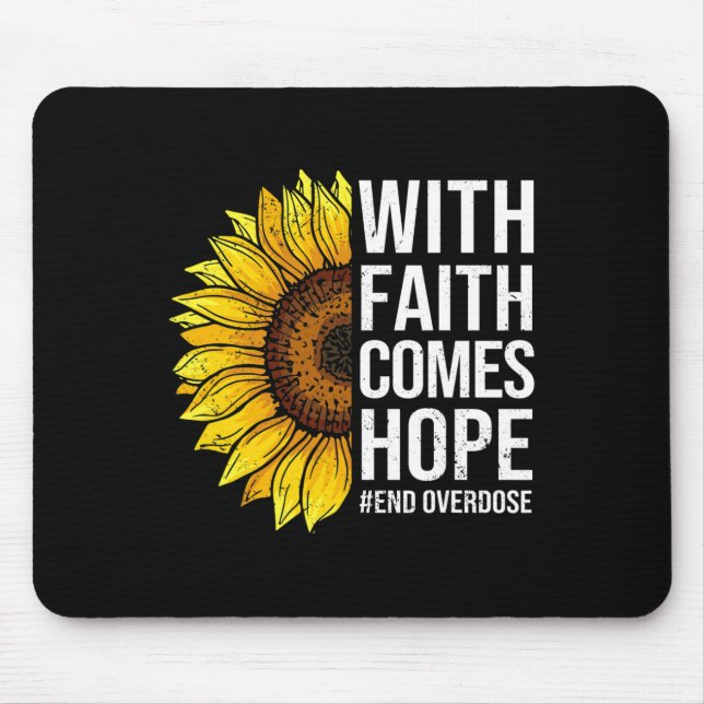 Mousepad Girassol de Conscientização sobre Overdose Com Fé  (Frente)