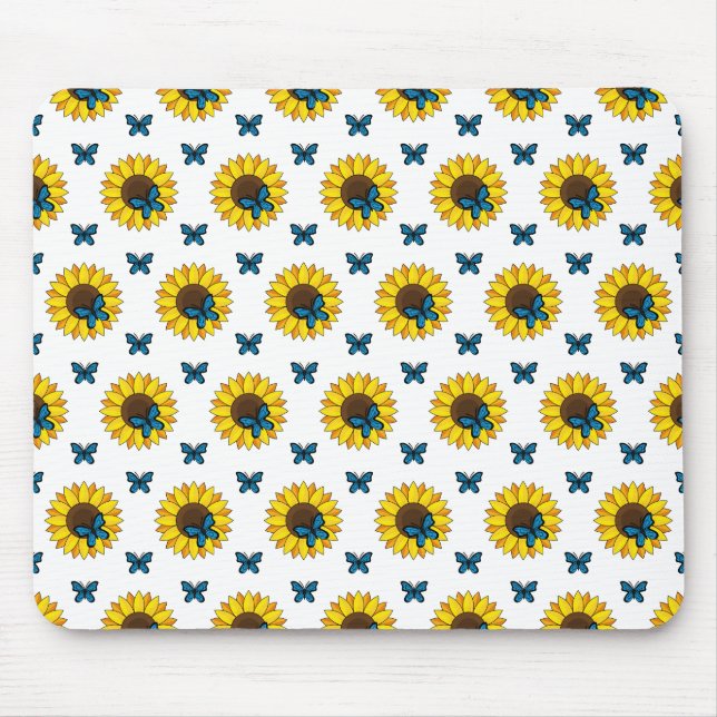 Mousepad Girassol e Borboleta Azul (Frente)